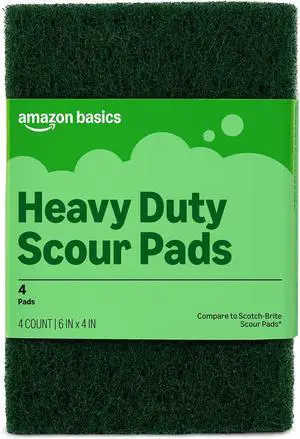 Amazon Basics Heavy Duty Scour Pads, Dish Scrubber for Kitchen + Outdoor, 4 Count, Pack of 1 Amazon Basics Heavy Duty Scour Pads, Dish Scrubber for Kitchen + Outdoor, 4 Count, Pack of 1