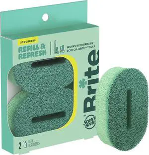 Brite by Scotch-Brite Refill Scrubbers, 2 Pack | Ideal for use as refill on BRITE Dishwand and Palm Scrubber Brite by Scotch-Brite Refill Scrubbers, 2 Pack | Ideal for use as refill on BRITE Dishwand and Palm Scrubber