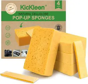 4 Pack Compostable Thicker Pop-Up Sponges - Expanding, Non-Scratch, Plant-Based Dish Cellulose Sponges Car Wash Sponge 4 Pack Compostable Thicker Pop-Up Sponges - Expanding, Non-Scratch, Plant-Based Dish Cellulose Sponges Car Wash Sponge