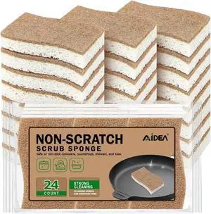 AIDEA Sponges Non Scratch, 24Count, Natural Sponge for Non Stick Cookware | Sponges Kitchen, Cellulose Scrub Sponge for Dishes, Cleaning Power for Kitchen, Bathroom, Household AIDEA Sponges Non Scratch, 24Count, Natural Sponge for Non Stick Cookware | Sponges Kitchen, Cellulose Scrub Sponge for Dishes, Cleaning Power for Kitchen, Bathroom, Household