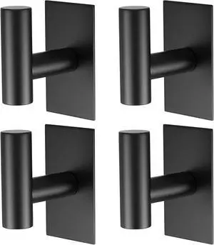 PMMASTO Self-Adhesive Stainless Steel Hooks, Matte Black, 4 Pack | Matte Black Stainless Steel Hooks Mount with Adhesive for Towels And Robes in Bathrooms, Bedrooms, RVs And Kitchens PMMASTO Self-Adhesive Stainless Steel Hooks, Matte Black, 4 Pack | Matte Black Stainless Steel Hooks Mount with Adhesive for Towels And Robes in Bathrooms, Bedrooms, RVs And Kitchens