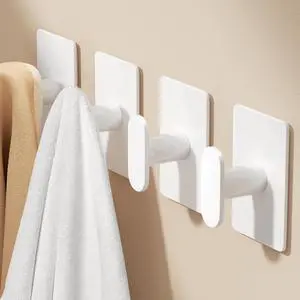 pickpiff Adhesive Towel Hooks: 20LB Extra Strong Wall Hanger, White 4 Pack pickpiff Adhesive Towel Hooks: 20LB Extra Strong Wall Hanger, White 4 Pack