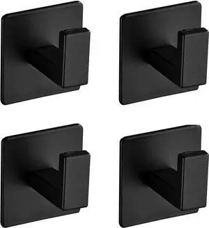 Bath Towel Hook,4 Pack Self Adhesive Square Coat Hooks, Sturdy No Drilling Robe Hook, Heavy Duty Aluminum Clothes Hanger, Wall Hooks for Bathroom Bedroom Kitchen (2 Inch,Black) Bath Towel Hook,4 Pack Self Adhesive Square Coat Hooks, Sturdy No Drilling Robe Hook, Heavy Duty Aluminum Clothes Hanger, Wall Hooks for Bathroom Bedroom Kitchen (2 Inch,Black)