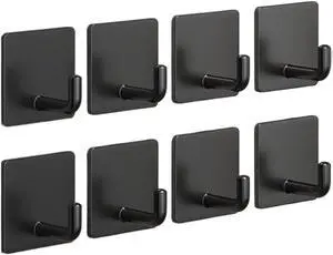 Adhesive Hooks for Hanging, Self-Adhesive Wall Hook for Key Hat Coat, No Drill Stick on Bathroom Towel Hooks, Shower Kitchen Door Home Outdoor 8 Pack, Black Adhesive Hooks for Hanging, Self-Adhesive Wall Hook for Key Hat Coat, No Drill Stick on Bathroom Towel Hooks, Shower Kitchen Door Home Outdoor 8 Pack, Black