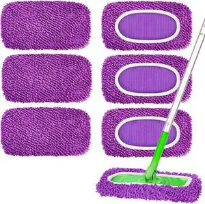 6Pcs Reusable Microfiber Mop Pads Compatible with Sweeper Mop, Replacement Wet Mopping pad Refills & Washable Dry Sweeping Cloths for Surface/Hardwood Floor Cleaning (Purple) 6Pcs Reusable Microfiber Mop Pads Compatible with Sweeper Mop, Replacement Wet Mopping pad Refills & Washable Dry Sweeping Cloths for Surface/Hardwood Floor Cleaning (Purple)
