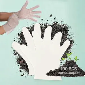 Compostable Food Gloves 100% Compost Disposable Food Grade for Kitchen Cooking Cleaning ASTM D6400 BPI Certified 100 Couts Large Compostable Food Gloves 100% Compost Disposable Food Grade for Kitchen Cooking Cleaning ASTM D6400 BPI Certified 100 Couts Large