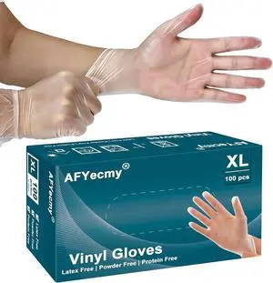 Clear Vinyl Gloves, Powder-Free & Latex-Free, Disposable Cleaning Gloves, 5 Mil, 100 Count, X-Large Clear Vinyl Gloves, Powder-Free & Latex-Free, Disposable Cleaning Gloves, 5 Mil, 100 Count, X-Large