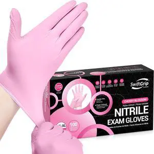 SwiftGrip Nitrile Exam Gloves, 4 Mil, Cherry Blossom, Food Safe Gloves Disposable Latex Free, Powder Free SwiftGrip Nitrile Exam Gloves, 4 Mil, Cherry Blossom, Food Safe Gloves Disposable Latex Free, Powder Free