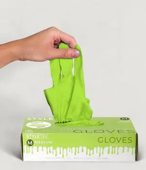 STYLETEK Nitrile Lime Green Glove, Disposable Glove, Powder Free, Thick Quality, Latex-Free, Salon, Home,Gardening, Mutli Use STYLETEK Nitrile Lime Green Glove, Disposable Glove, Powder Free, Thick Quality, Latex-Free, Salon, Home,Gardening, Mutli Use