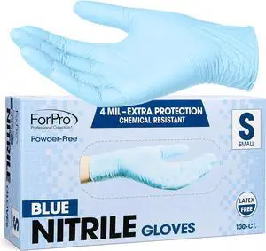 ForPro Disposable Nitrile Gloves, Chemical Resistant, Powder-Free, Latex-Free, Non-Sterile, Food Safe, 4 Mil ForPro Disposable Nitrile Gloves, Chemical Resistant, Powder-Free, Latex-Free, Non-Sterile, Food Safe, 4 Mil