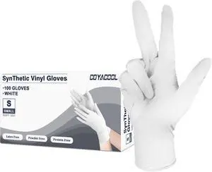Disposable Gloves Small, Nitrile and Vinyl Blend Material Gloves, Latex Free 4 Mil 100 Pc Food Grade Glove for Cleaning, Food Prep, Hair Dye, Tattoo, White Disposable Gloves Small, Nitrile and Vinyl Blend Material Gloves, Latex Free 4 Mil 100 Pc Food Grade Glove for Cleaning, Food Prep, Hair Dye, Tattoo, White