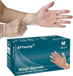 Clear Vinyl Gloves, Powder-Free & Latex-Free, Disposable Cleaning Gloves, 5 Mil, 100 Count, Medium Clear Vinyl Gloves, Powder-Free & Latex-Free, Disposable Cleaning Gloves, 5 Mil, 100 Count, Medium