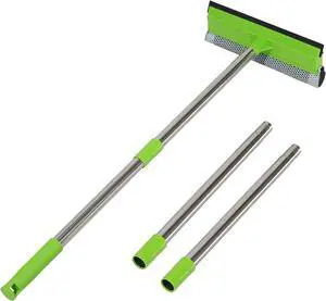 2 in 1 Window Squeegee with 55" Long Stainless Steel Handle,Sponge Car Squeegee for Home,Gas Station,Glass,Shower,Outdoor High Window Cleaning 2 in 1 Window Squeegee with 55" Long Stainless Steel Handle,Sponge Car Squeegee for Home,Gas Station,Glass,Shower,Outdoor High Window Cleaning