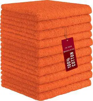DecorRack 100% Cotton Washcloths 12x12 in, Orange (10 Pack) DecorRack 100% Cotton Washcloths 12x12 in, Orange (10 Pack)