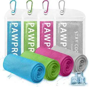 PAWPRO 4 Packs Soft Breathable Cooling Towels for Neck and Face(40"x12") | Waterproof Bag, Carabiner, Microfiber, for Yoga, Sport,Gym,Camping PAWPRO 4 Packs Soft Breathable Cooling Towels for Neck and Face(40"x12") | Waterproof Bag, Carabiner, Microfiber, for Yoga, Sport,Gym,Camping