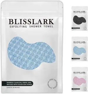BLISSALRK Exfoliating Shower Towel 48",Premium Scrub Wash Cloth for Body Face, Exfoliating Washcloth for Men and Woman (Blue) BLISSALRK Exfoliating Shower Towel 48",Premium Scrub Wash Cloth for Body Face, Exfoliating Washcloth for Men and Woman (Blue)
