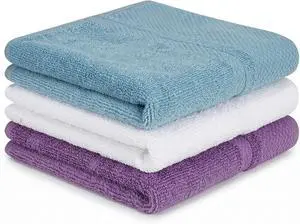 100% Cotton Wash Cloths, 13 x 13 inch, 3 Pack, Multicolor | Highly Absorbent, Soft Feel Fingertip Towels, Machine Washable, For Bathroom, Gym, Hotel, Spa and Kitchen 100% Cotton Wash Cloths, 13 x 13 inch, 3 Pack, Multicolor | Highly Absorbent, Soft Feel Fingertip Towels, Machine Washable, For Bathroom, Gym, Hotel, Spa and Kitchen