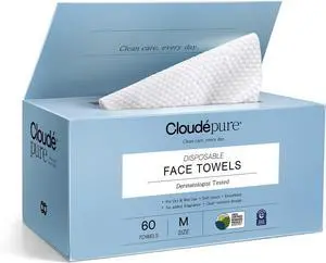 Disposable Face Towels, Medium, Extra Thick Dry Facial Towelettes, 60 Count | National Eczema Association Accepted, USDA Certified 100% Biobased, Pearl-Textured, Ultra-Soft Makeup Remover Dry Wipes Disposable Face Towels, Medium, Extra Thick Dry Facial Towelettes, 60 Count | National Eczema Association Accepted, USDA Certified 100% Biobased, Pearl-Textured, Ultra-Soft Makeup Remover Dry Wipes
