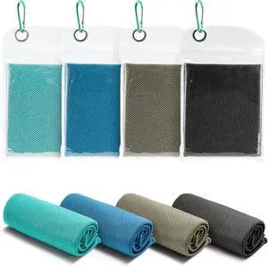 Amazon Basics Cooling Towels for Neck and Face, Sports, Workout Recovery, 40" x 12", Black/Gray/Aqua/Navy, 4-Pack Amazon Basics Cooling Towels for Neck and Face, Sports, Workout Recovery, 40" x 12", Black/Gray/Aqua/Navy, 4-Pack