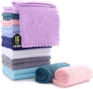 16 Pack Baby Washcloths - Luxury Multicolor Coral Fleece - Extra Absorbent and Soft Wash Clothes for Newborns, Infants and Toddlers - Suitable for Sensitive Skin and New Born - Baby Shower, 10x10 Inch 16 Pack Baby Washcloths - Luxury Multicolor Coral Fleece - Extra Absorbent and Soft Wash Clothes for Newborns, Infants and Toddlers - Suitable for Sensitive Skin and New Born - Baby Shower, 10x10 Inch