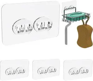 Sponge Holder Adhesive Replacement Hooks, Soap Dish Adhesive Strips, Toothbrush Holders Sticker, Kitchen Sink Caddy Adhesive Hooks, Shower Wall Mounts Tape Sticky Pads Clear Clips 4 Pack Sponge Holder Adhesive Replacement Hooks, Soap Dish Adhesive Strips, Toothbrush Holders Sticker, Kitchen Sink Caddy Adhesive Hooks, Shower Wall Mounts Tape Sticky Pads Clear Clips 4 Pack