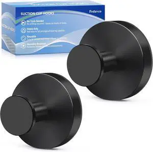 Suction Cup Hooks, No Drill, Heavy Duty Stainless Steel for Shower Towels | Works on tile, glass, and other smooth surfaces in kitchen and bathroom. Holds towels, robes, loofahs. Matte Black, 2 Pack Suction Cup Hooks, No Drill, Heavy Duty Stainless Steel for Shower Towels | Works on tile, glass, and other smooth surfaces in kitchen and bathroom. Holds towels, robes, loofahs. Matte Black, 2 Pack