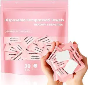 Compressed Disposable Face Towel, Thicker Individually Packaged Compressed Towels Dry Wipes, 30 PCS Large Size Coin Tissue Portable Washcloth for Travel Camping Hiking Outdoor Sports Beauty Salon Compressed Disposable Face Towel, Thicker Individually Packaged Compressed Towels Dry Wipes, 30 PCS Large Size Coin Tissue Portable Washcloth for Travel Camping Hiking Outdoor Sports Beauty Salon