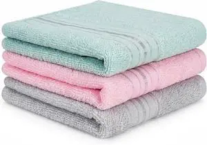100% Cotton Wash Cloths, 13 x 13 inch, 3 Pack, Multicolor | Highly Absorbent, Soft Feel Fingertip Towels, Machine Washable, For Bathroom, Gym, Hotel, Spa and Kitchen 100% Cotton Wash Cloths, 13 x 13 inch, 3 Pack, Multicolor | Highly Absorbent, Soft Feel Fingertip Towels, Machine Washable, For Bathroom, Gym, Hotel, Spa and Kitchen