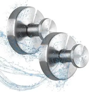 Suction Cup Hooks for Bathroom and Shower - Brushed Nickel Adhesive Hooks for Towel, Loofah - Removable Hook for Kitchen, Glass, Mirror, Door, Tile - Ideal for Coat, Wreath, Hanging Needs (Pack of 2) Suction Cup Hooks for Bathroom and Shower - Brushed Nickel Adhesive Hooks for Towel, Loofah - Removable Hook for Kitchen, Glass, Mirror, Door, Tile - Ideal for Coat, Wreath, Hanging Needs (Pack of 2)