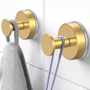 HUFEEOH Suction Cup Hooks for Shower, Suction Hooks Wall Hanger for Hanging, Removable Towel Holder for Bathroom, Kitchen, Glass Door, Mirror, Tile (2 Pack O Shape - Gold) HUFEEOH Suction Cup Hooks for Shower, Suction Hooks Wall Hanger for Hanging, Removable Towel Holder for Bathroom, Kitchen, Glass Door, Mirror, Tile (2 Pack O Shape - Gold)