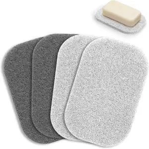 Soap Saver Pads for Bar Soap Holder, Non-Slip Reusable Soap Sponge Saver | 4 Pack Self-Draining Soap Dish Lifting Pad for Shower, Bathroom & Kitchen, Quick-Dry, BPA-Free, Easy to Clean White and Gray Soap Saver Pads for Bar Soap Holder, Non-Slip Reusable Soap Sponge Saver | 4 Pack Self-Draining Soap Dish Lifting Pad for Shower, Bathroom & Kitchen, Quick-Dry, BPA-Free, Easy to Clean White and Gray