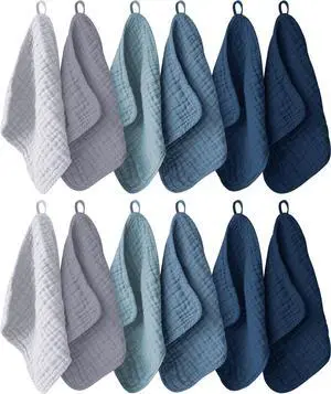 Ease Cubs 12 Pack Muslin Washcloths for Baby - 100% Cotton Baby Wash Cloths for or Baby Face Body Comfy and Soft for Newborn Infants Kids Girls and Boys - 12"x12" - Slate, Grey and Navy Series Ease Cubs 12 Pack Muslin Washcloths for Baby - 100% Cotton Baby Wash Cloths for or Baby Face Body Comfy and Soft for Newborn Infants Kids Girls and Boys - 12"x12" - Slate, Grey and Navy Series