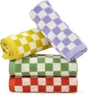 Jacquotha Wash Cloths Checkered 4 Pack 4 Colors | Cotton Washcloths for Face Body, 13 x 13 Inches Daily Cleansing Kitchen Towels Jacquotha Wash Cloths Checkered 4 Pack 4 Colors | Cotton Washcloths for Face Body, 13 x 13 Inches Daily Cleansing Kitchen Towels