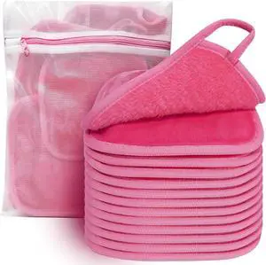 KODAMO Makeup Remover Cloth, Reusable Makeup Remover Pads Washable Travel Bag, Microfiber Makeup Removal Face Wash Cloths with Just Water, Gentle Soft,12 Pack, Pink KODAMO Makeup Remover Cloth, Reusable Makeup Remover Pads Washable Travel Bag, Microfiber Makeup Removal Face Wash Cloths with Just Water, Gentle Soft,12 Pack, Pink