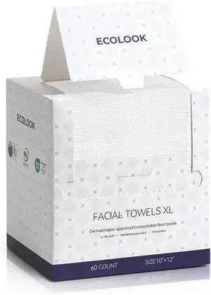 ECOLOOK Disposable Face Towel XL-60 Count Upgraded Thick Facial Towels, Ultra Soft Clean Face Towels Disposable, 10"x12" & 90 GSM, Ideal for Sensitive Skin-1 PACK ECOLOOK Disposable Face Towel XL-60 Count Upgraded Thick Facial Towels, Ultra Soft Clean Face Towels Disposable, 10"x12" & 90 GSM, Ideal for Sensitive Skin-1 PACK