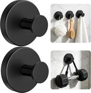 luckin smile Suction Cup Hooks, No-Drill Waterproof Removable Shower Hooks for Inside Shower, Bathroom, Glass, Tile (2 Black) luckin smile Suction Cup Hooks, No-Drill Waterproof Removable Shower Hooks for Inside Shower, Bathroom, Glass, Tile (2 Black)