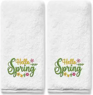 FUTBU Spring Hand Towels 14x30 Inches for Bathroom, Embroidered Towels for Bathroom Set of 2 Holiday Spring Flowers Gifts Decorations 100% Cotton Soft Towels for Kitchen Bath Green FUTBU Spring Hand Towels 14x30 Inches for Bathroom, Embroidered Towels for Bathroom Set of 2 Holiday Spring Flowers Gifts Decorations 100% Cotton Soft Towels for Kitchen Bath Green