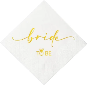 Crisky 50 Pcs Bride to Be Gold Foil Cocktail Disposable Paper Napkins for Engagement, Bridal Shower Party Decoration, 3-Ply Crisky 50 Pcs Bride to Be Gold Foil Cocktail Disposable Paper Napkins for Engagement, Bridal Shower Party Decoration, 3-Ply