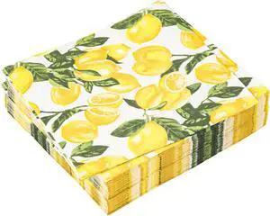 50 Count Lemon Paper Napkins Summer Luncheon Decorative Napkin 3-Ply Yellow Citrus Disposable Napkins Lemon Printed Square Beverage Dinner Napkin for Summer Party Supplies Table Decor, 6.5 x 6.5 Inch 50 Count Lemon Paper Napkins Summer Luncheon Decorative Napkin 3-Ply Yellow Citrus Disposable Napkins Lemon Printed Square Beverage Dinner Napkin for Summer Party Supplies Table Decor, 6.5 x 6.5 Inch
