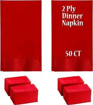Perfectware- 2 Ply Dinner Napkin Red- 50 CT Red 2 Ply"15 x 17" Paper Dinner Napkins - Pack of 50 CT. Ideal for Party., (PWRedDinnerNapkin-50CT) Perfectware- 2 Ply Dinner Napkin Red- 50 CT Red 2 Ply"15 x 17" Paper Dinner Napkins - Pack of 50 CT. Ideal for Party., (PWRedDinnerNapkin-50CT)