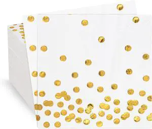 80 Pack of White Paper Cocktail Napkins with Gold Foil Polka Dot ConfettiPolka Dot Party Supplies(5 x 5 in3-ply) (gold) 80 Pack of White Paper Cocktail Napkins with Gold Foil Polka Dot ConfettiPolka Dot Party Supplies(5 x 5 in3-ply) (gold)