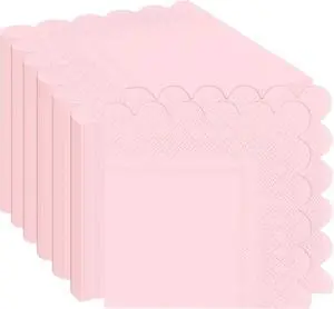 100 Pieces 2-Ply Light Pink Scalloped Napkins Folded 5 x 5 inch Disposable Cocktail Napkins Paper Napkins for Dinner Wedding Birthday Baby Shower Party Pink Beverage Napkins 100 Pieces 2-Ply Light Pink Scalloped Napkins Folded 5 x 5 inch Disposable Cocktail Napkins Paper Napkins for Dinner Wedding Birthday Baby Shower Party Pink Beverage Napkins