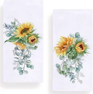 Secarond Watercolor Sunflower Eucalyptus Kitchen Dish Towel 18 x 28 Inch Set of 2, Spring Summer Sunflower Tea Towels Dish Cloth for Cooking Baking Secarond Watercolor Sunflower Eucalyptus Kitchen Dish Towel 18 x 28 Inch Set of 2, Spring Summer Sunflower Tea Towels Dish Cloth for Cooking Baking