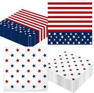 4th of July Napkins 50 Count Paper Patriotic Napkins | Disposable 2-Ply, Cocktail Size, Star Spangled, Memorial Day, Labor Day, Veterans Day, Bulk Party Favors 4th of July Napkins 50 Count Paper Patriotic Napkins | Disposable 2-Ply, Cocktail Size, Star Spangled, Memorial Day, Labor Day, Veterans Day, Bulk Party Favors