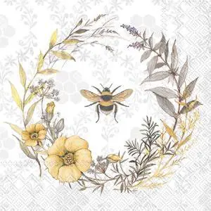 Boston International IHR 3-Ply Cocktail Beverage Paper Napkins, 20-Count, 5 x 5-Inches, Bee Wildflower Wreath Boston International IHR 3-Ply Cocktail Beverage Paper Napkins, 20-Count, 5 x 5-Inches, Bee Wildflower Wreath