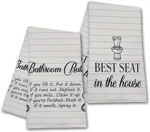 Funny Bath Quote Towels, Bathroom Rules Hand Towels, Housewarming Gifts for Women Hostess Friends, Farmhouse Home Bathroom Washroom Toilet Spa Dish Tea Towel Decor, Set of 2-08 Funny Bath Quote Towels, Bathroom Rules Hand Towels, Housewarming Gifts for Women Hostess Friends, Farmhouse Home Bathroom Washroom Toilet Spa Dish Tea Towel Decor, Set of 2-08