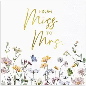 AUDREE Miss to Mrs Napkins, Gold Foil Wildflower 50 Pack, 3-Ply 5x5 | Bridal Shower Decorations - Paper Napkins for Wedding, Engagement, and Bridal Shower Party AUDREE Miss to Mrs Napkins, Gold Foil Wildflower 50 Pack, 3-Ply 5x5 | Bridal Shower Decorations - Paper Napkins for Wedding, Engagement, and Bridal Shower Party