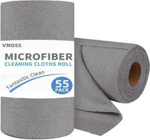 55 Pack Microfiber Cleaning Cloth Roll, Tear Away Reusable Towels, 11" x 9", Ultra Absorbent & Lint Free Cloth for Cars, Kitchen, Window, Home and Shop, Grey 55 Pack Microfiber Cleaning Cloth Roll, Tear Away Reusable Towels, 11" x 9", Ultra Absorbent & Lint Free Cloth for Cars, Kitchen, Window, Home and Shop, Grey