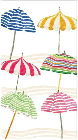 Caspari Beach Umbrellas Disposable Bathroom Paper Guest Towel Napkins, 15 Per Package Caspari Beach Umbrellas Disposable Bathroom Paper Guest Towel Napkins, 15 Per Package