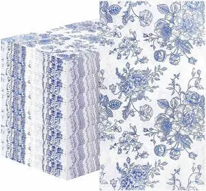 SietDESEO 50 Pieces 3-ply Blue Floral Napkins Disposable 13 x 15.7 Inches Guest Bathroom Napkins Disposable Hand Towels for Bathroom Wedding Birthday Party Paper Dinner Napkin SietDESEO 50 Pieces 3-ply Blue Floral Napkins Disposable 13 x 15.7 Inches Guest Bathroom Napkins Disposable Hand Towels for Bathroom Wedding Birthday Party Paper Dinner Napkin